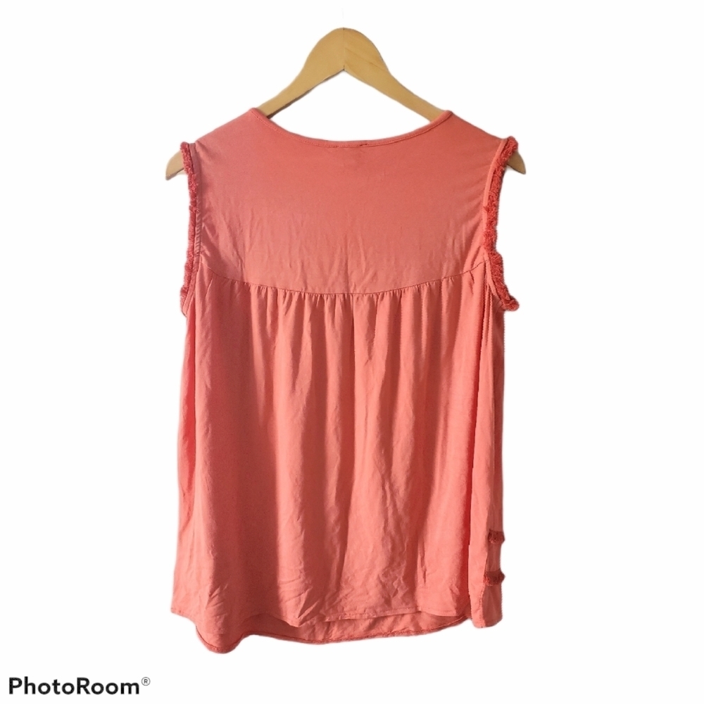 Curations Coral Seqined Tank/Shell Aztec Design - Picture 2 of 5